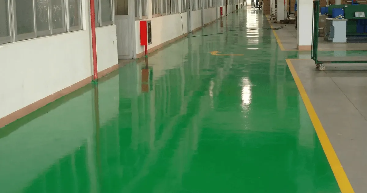 A factory floor professionally covered and marked with epoxy flooring in Atlanta, GA